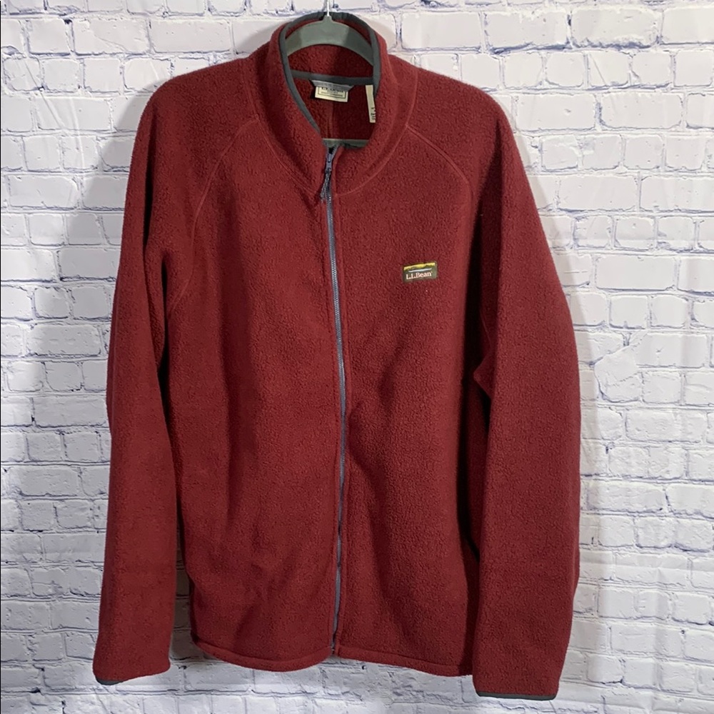 L.L.Bean Mens Katahdin Fleece Full Zip Burgundy Size 2X Outdoor Camping Layer